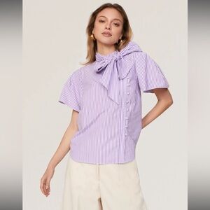 Adam Lippes Tie Neck Top purple sz 2